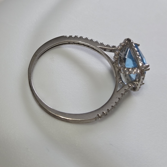 Charmed Aroma Blue Topaz Cushion/ Square Cut Ring S925 Size 9 - Picture 12 of 12